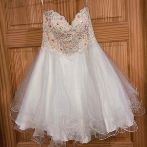 Clarisse White Strapless Frilly Dress